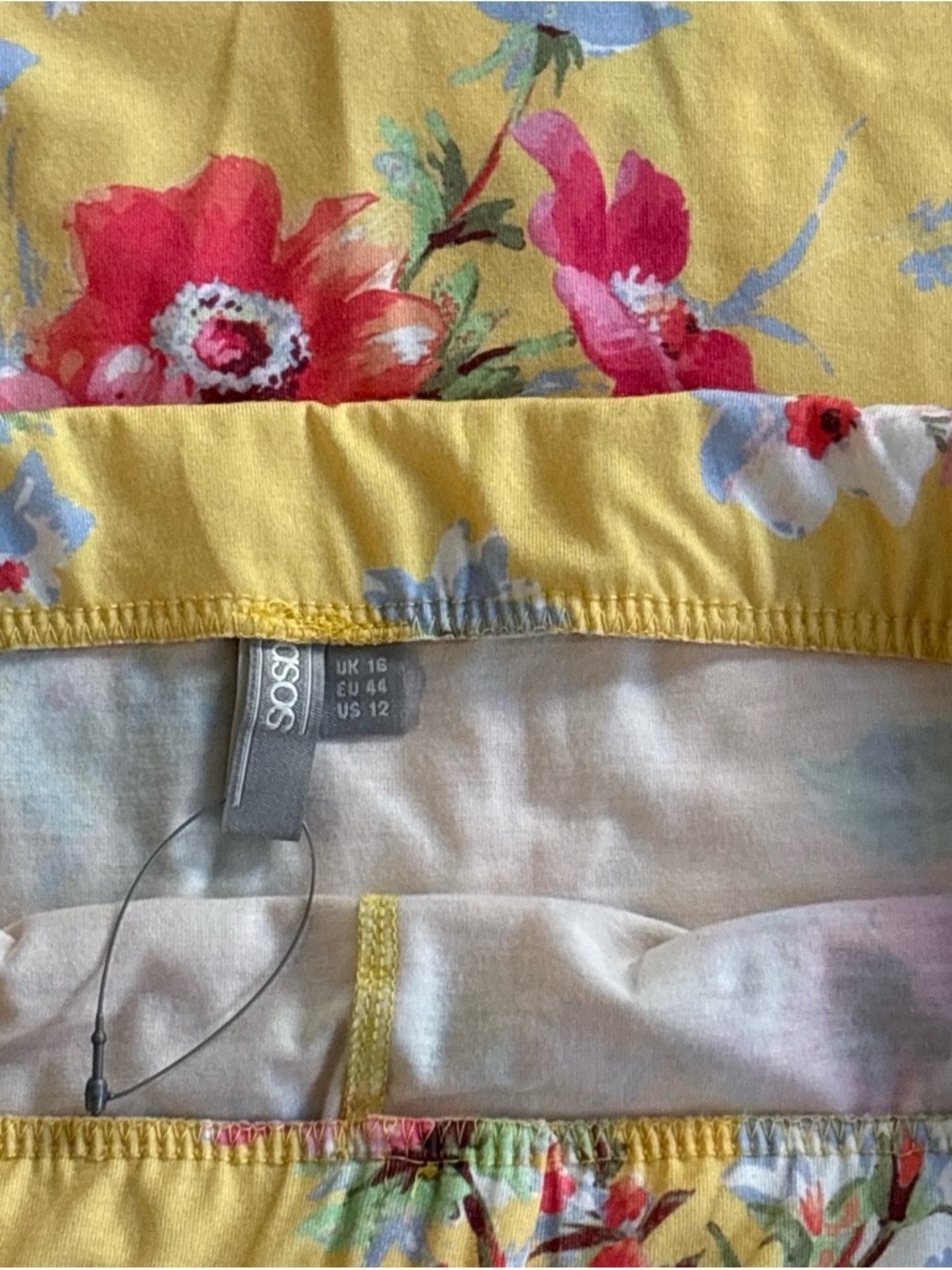 ASOS Yellow Floral Skirt with Pink & Red Blooms